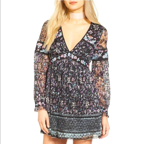 Free People Cherry Blossom Embroidered Mini Dress - Picture 1 of 14
